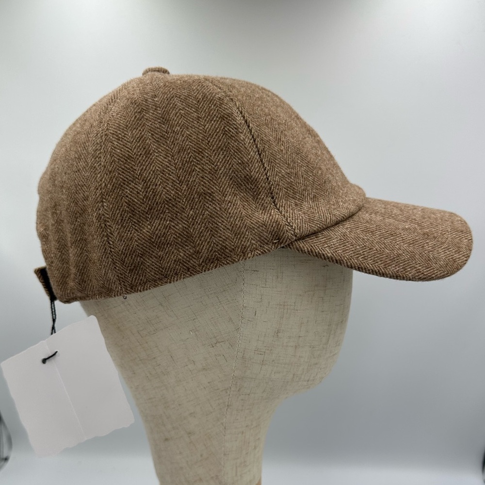 Brunello Cucinelli Brown Herringbone Baseball Cap 100% Cotton Made in Italy Hat - Picture 5 of 10
